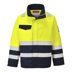 Portwest MV25 Giacca Modaflame Hi-Vis, Giallo/Blu navy M