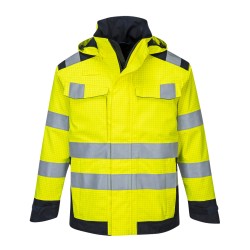 Portwest MV70 Giacca Modaflame impermeabile multi norma Arco elettrico, Giallo/Blu navy 4XL