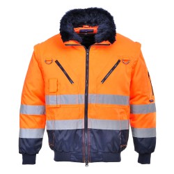 Portwest PJ50 Giacca Pilot Hi-Vis 3 in-1, Arancione/Blu navy 4XL