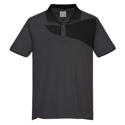 Portwest PW210 PW2 Polo S/S, Grigio/Nero S