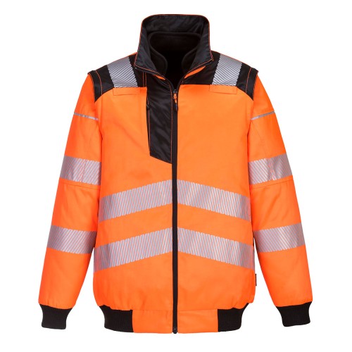 Portwest PW302 Bomber PW3 Hi-Vis 3-in-1, Arancione/Nero S