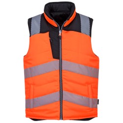 Portwest PW374 PW3 Gilet imbottito reversibile Hi-Vis, Arancione/Nero L