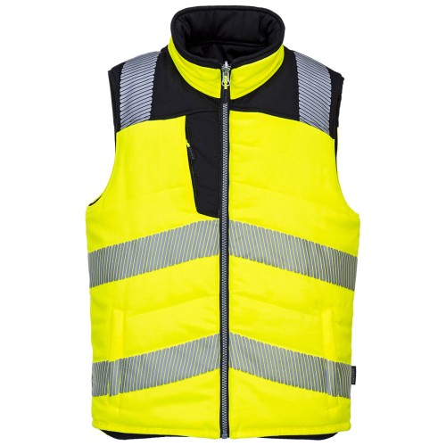 Portwest PW374 PW3 Gilet imbottito reversibile Hi-Vis, Giallo/Nero M