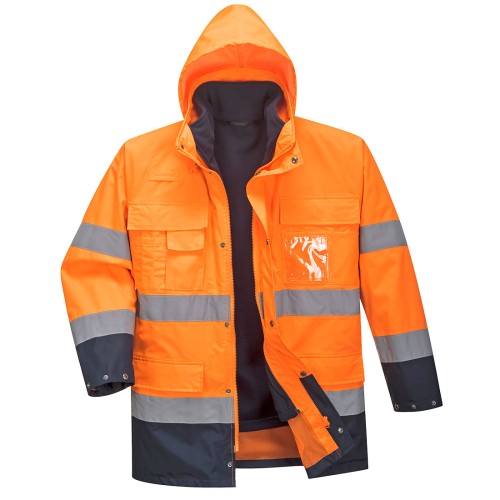 Portwest S162 Giacca Lite 3 in 1 Hi-Vis, Arancione/Blu navy M