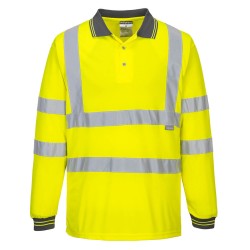 Portwest S277 Polo maniche lunghe Hi-Vis, Giallo 4XL
