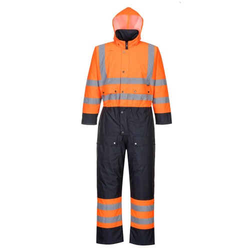 Portwest S485 Tuta bicolore Hi-Vis - foderata, Arancione/Blu navy S