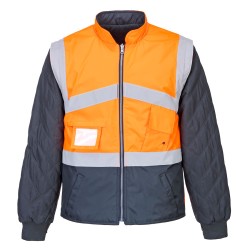 Portwest S769 Giacca Hi-Vis 2 in 1 bicolore, traspirante e reversibile, Arancione/Blu navy L