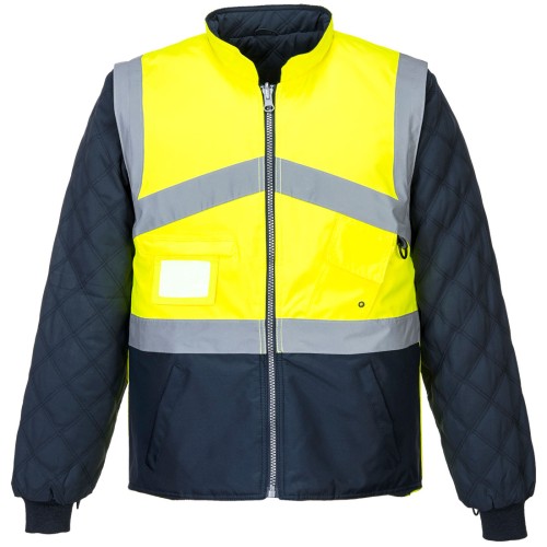 Portwest S769 Giacca Hi-Vis 2 in 1 bicolore, traspirante e reversibile, Giallo/Blu navy S