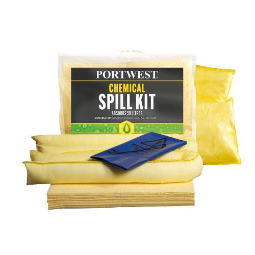 Portwest SM91 Kit assorbente per prodotti chimici da 50 litri, Giallo