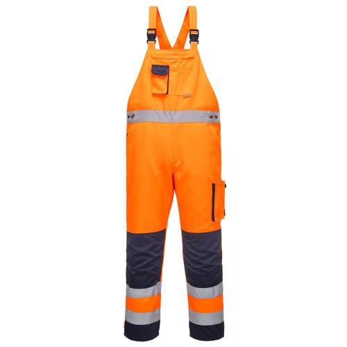Portwest TX52 Salopette Dijon Hi-Vis, Arancione/Blu navy M